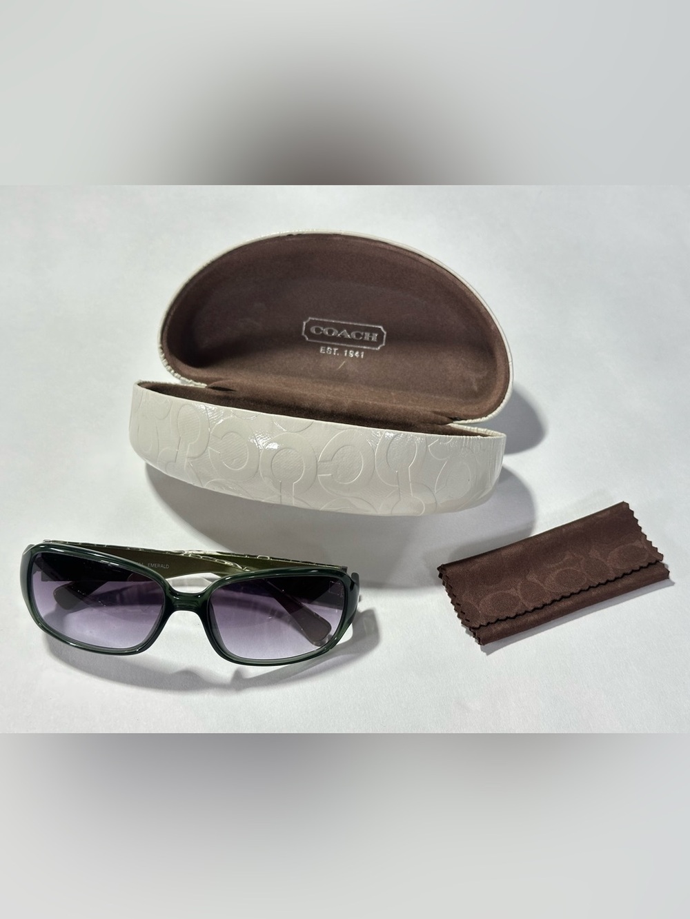 COACH Designer S3011 EMERALD GREEN SPORTS WRAP Sunglasses w/Case Y2K McBling